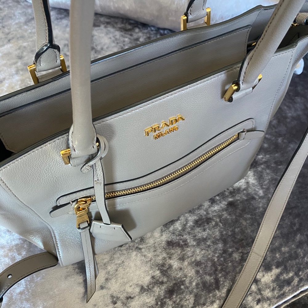 Authentic Prada leather bag with gold hardware!